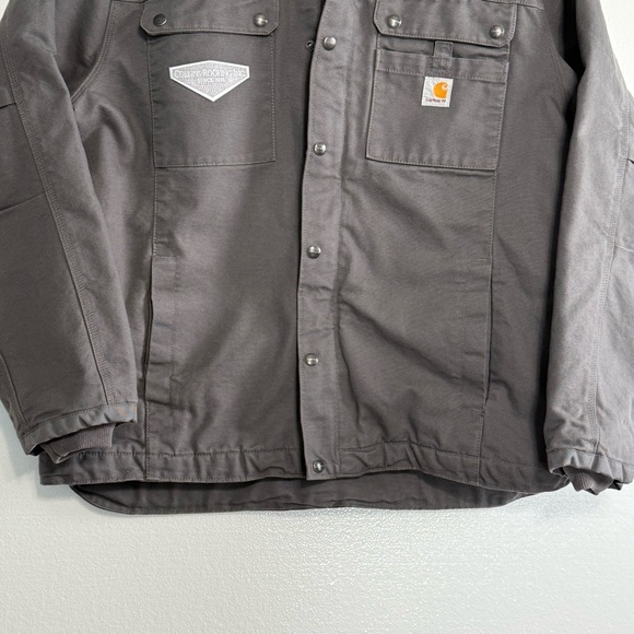 Carhartt Hoodie Utility Jacket Men’s XL Sherpa Lined Washed Duck Outerwear Gray - Picture 6 of 15